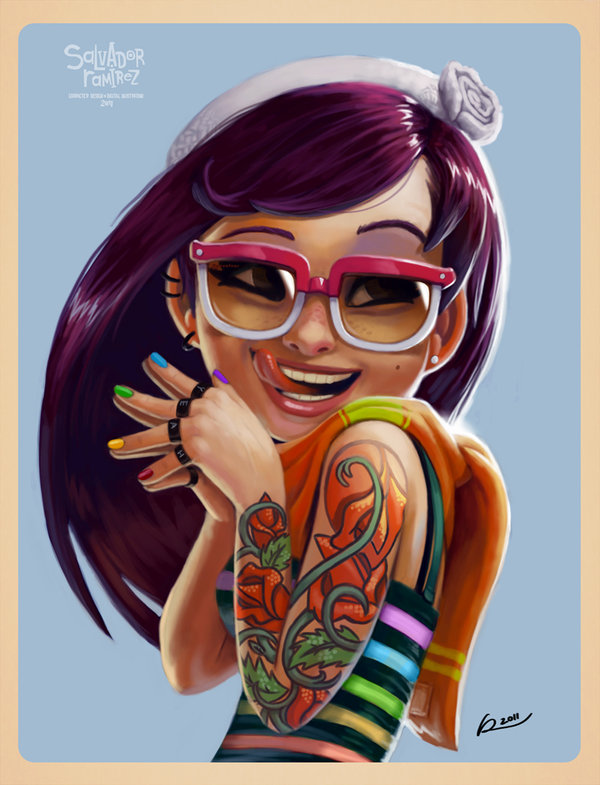 10-tattooed-girl-digital-illustration-by-salvador